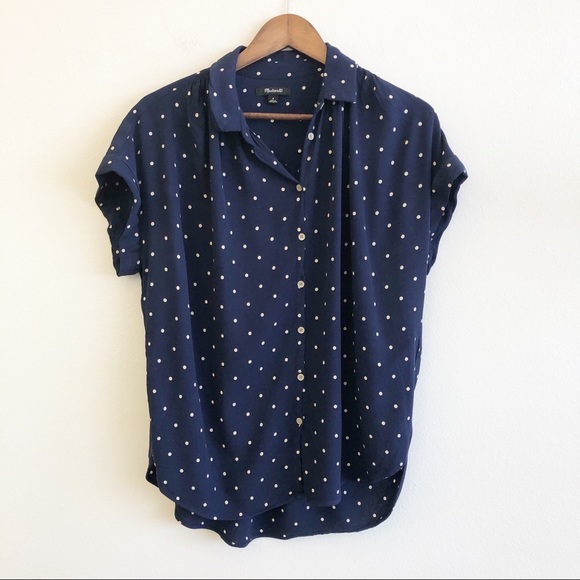 Madewell Tops - MADEWELL Polka Dot Button Front Blouse SZ M